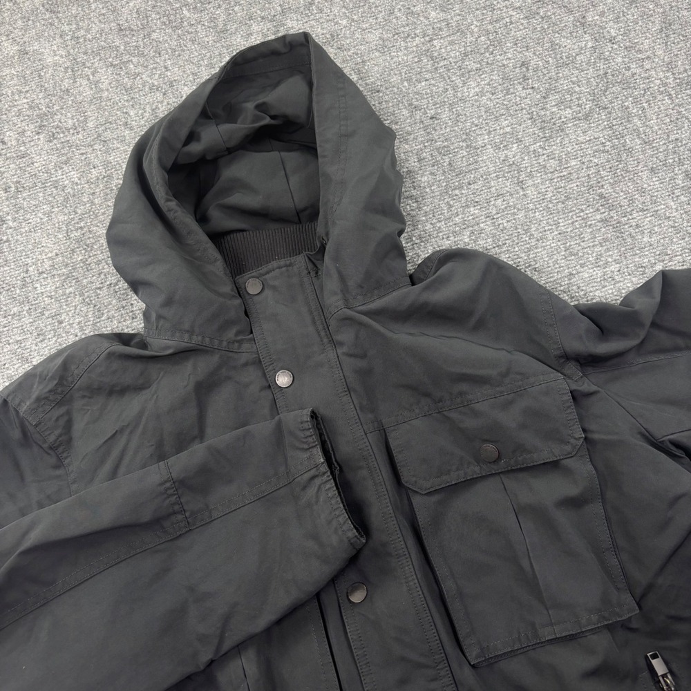 Marc New York Hooded Field Jacket Large Black Plaid Lined Utility Men's